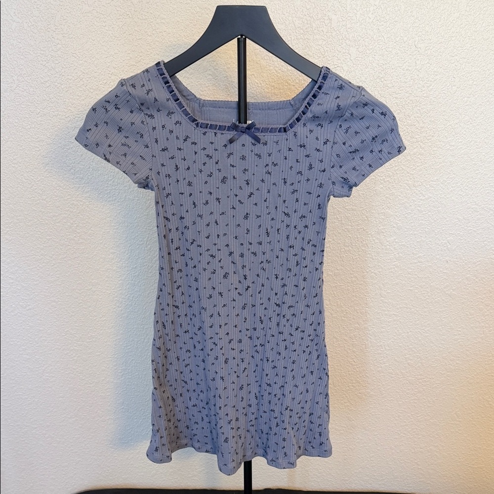Girls Blue Patterned Dress